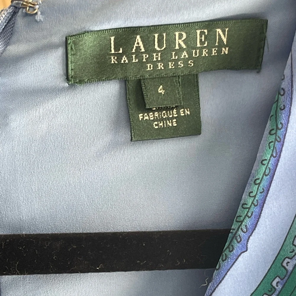 Lauren by Ralph Lauren Green & Blue Paisley Sleeveless Satin Faux Wrap Dress - Picture 2 of 12